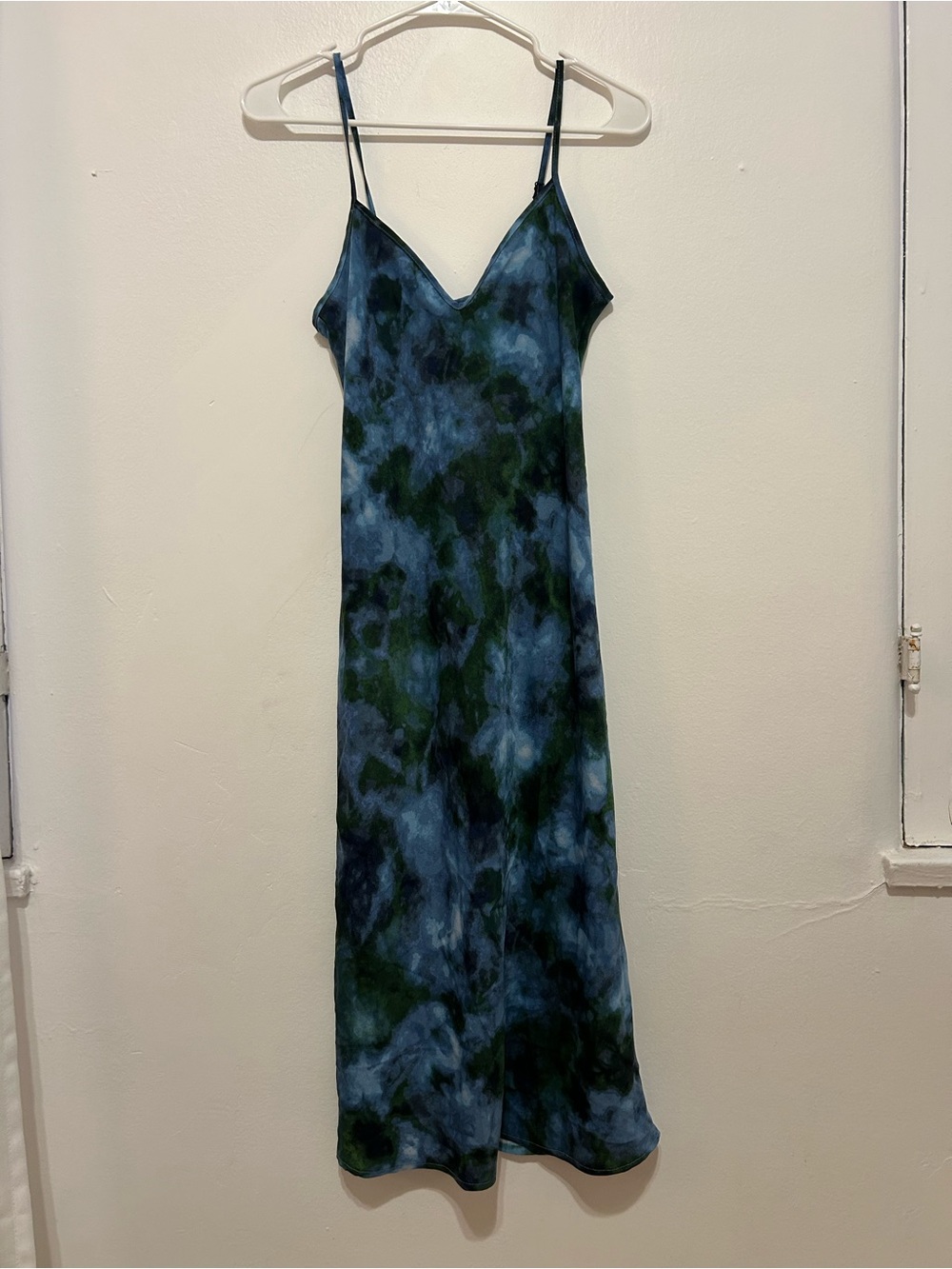 Blue Green Tie-Dye Slip Dress